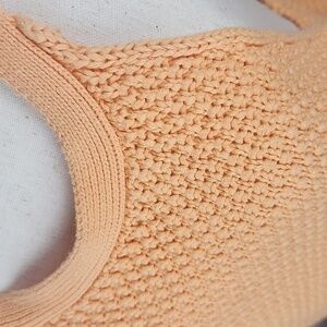 Heavy Knit Cotton Crochet Sweater Halter Tank Top XL | Relaxed Oversized Fit